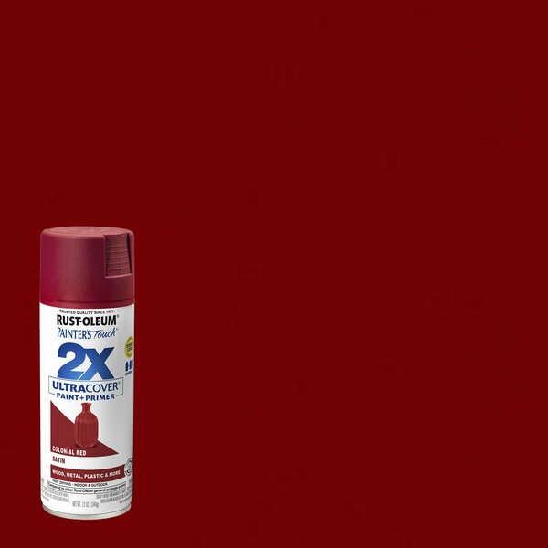 Rust-Oleum Spray Paint, Colonial Red, Satin, 12 oz 334063